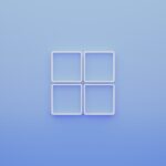 Stylized graphic representation of the Windows logo on a gradient blue background